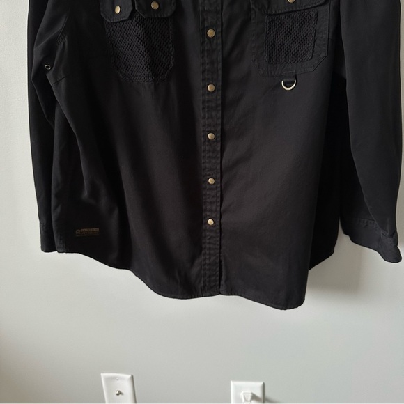 Ralph Lauren Safari Outfitters Black Snap Button Up Shirt Women's 2X Vintage - Picture 4 of 15